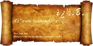Árva Bodomér névjegykártya